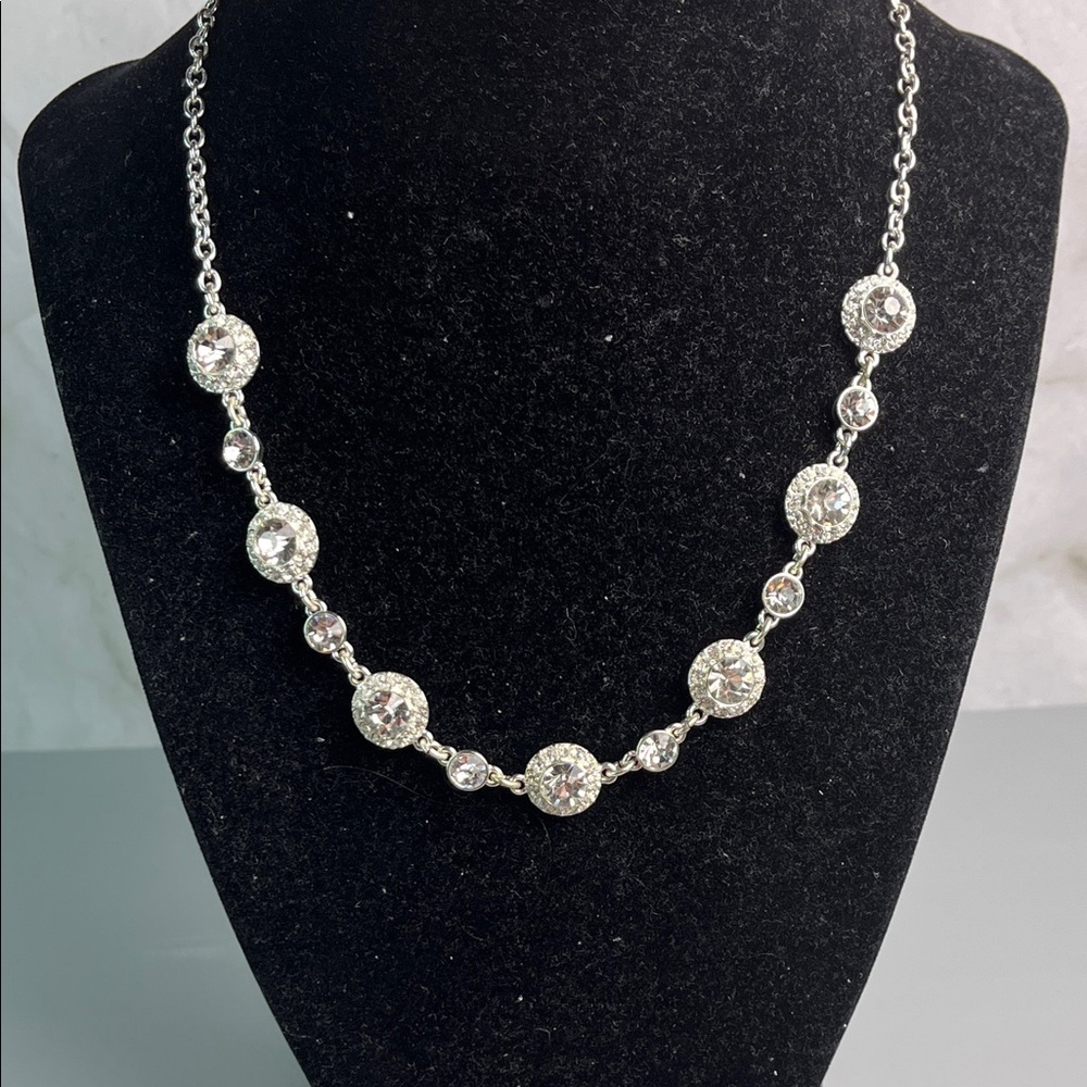 Monet Silver Necklace with Crystal Accents